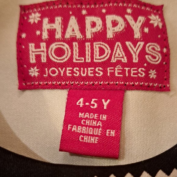 Happy Holidays jumper dress reindeer black red NWOT girl size 5 new - Picture 2 of 4